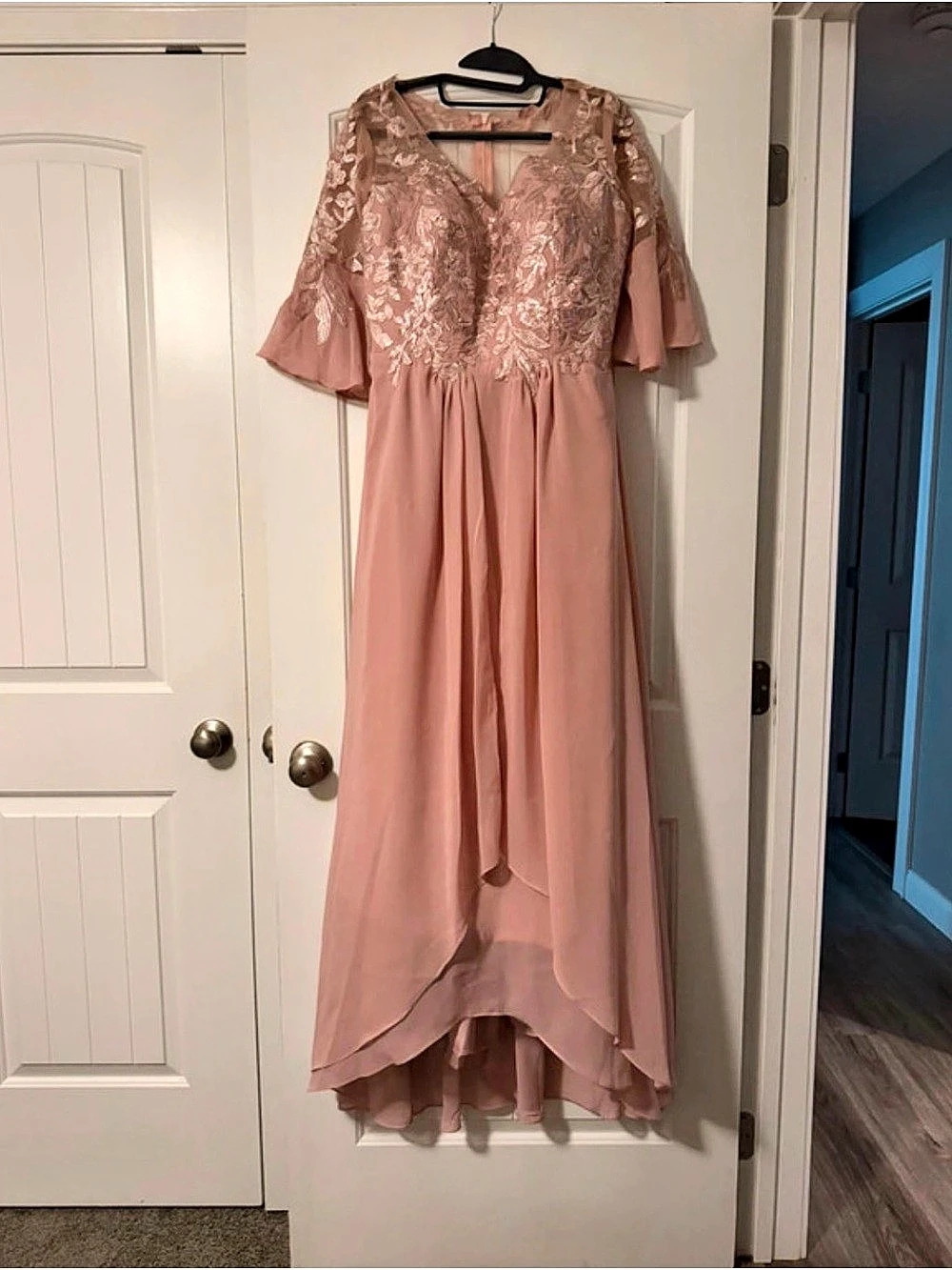 Floral Embroidered Maxi Dress Pink Size 14 Like New